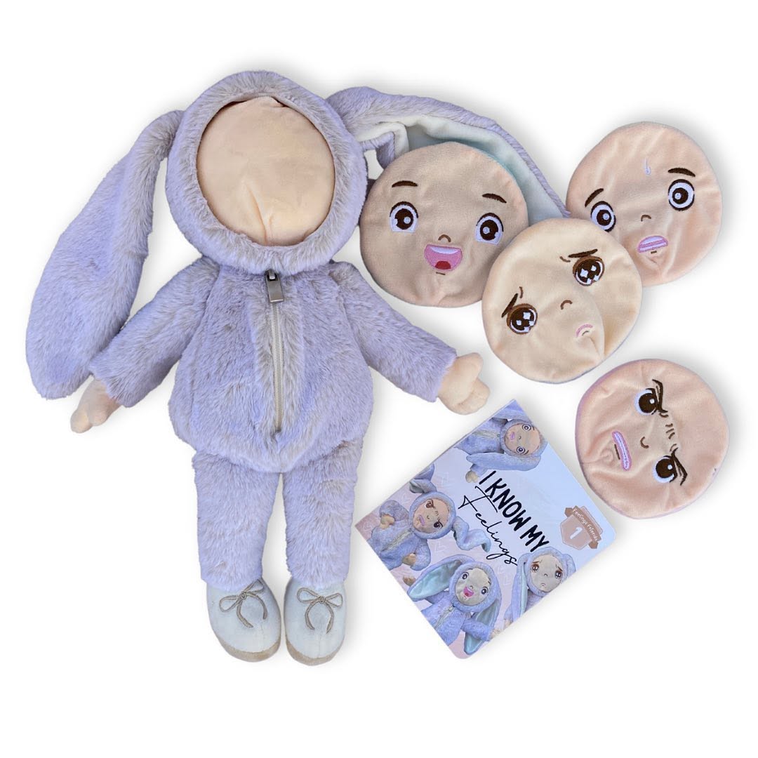 Feelings Friend Bunny Bundle with Level 1 to 3 Books plus 12 Faces and 24 Strategy Cards