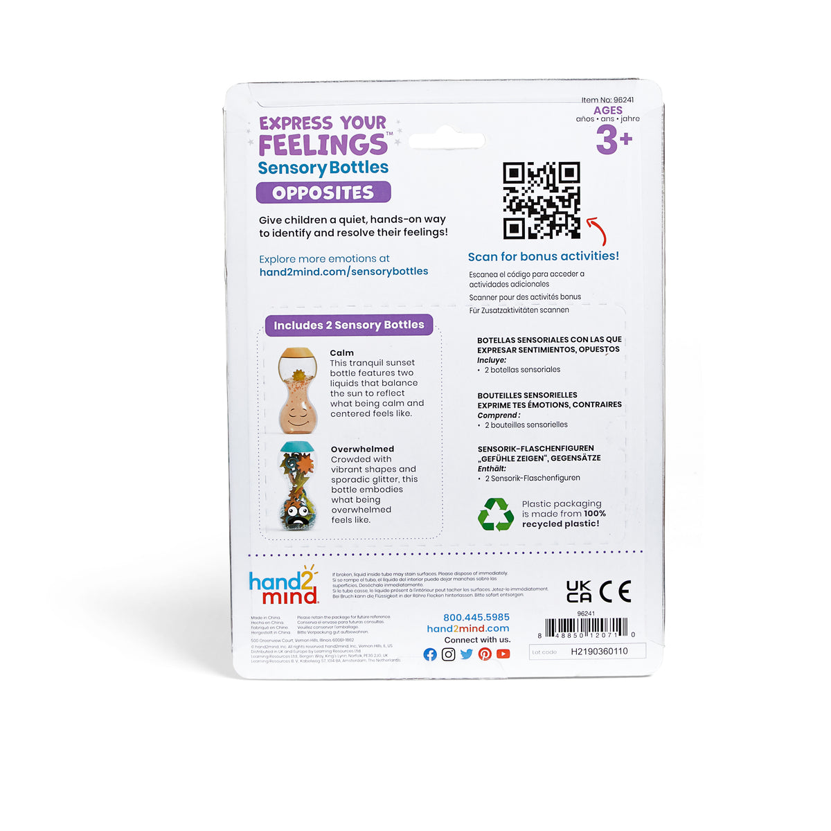 Express Your Feelings® Sensory Bottles, Opposites: Overwhelmed and Calm