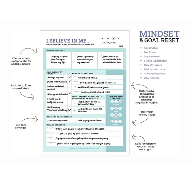 Mindset Reset I Believe in ME Notepad