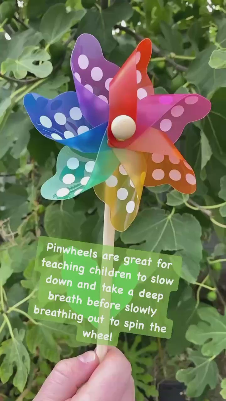 Rainbow Polka Dot Wooden Pinwheel